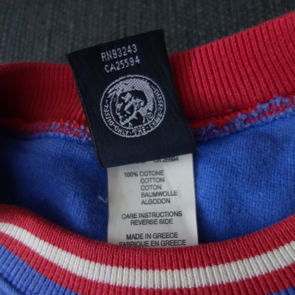 Diesel Blue Sweatshirt w/ Red & White Collar 100% Cotton Made in Greece Size S - Picture 5 of 11